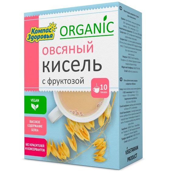 Кисель Овсяный с фруктозой 150 гр Компас Здоровья