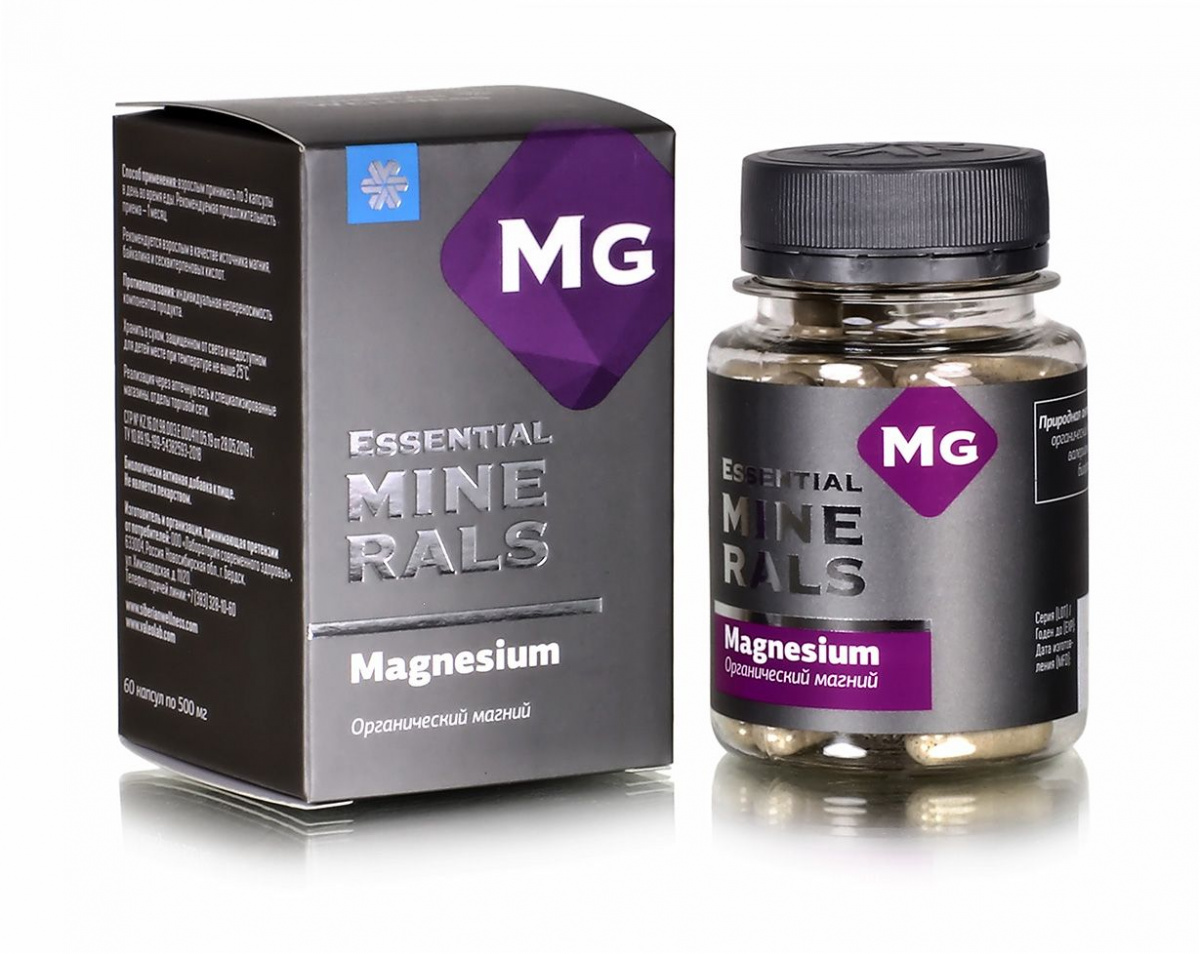 Essential Minerals Органический Магний (банка 60 капс.)