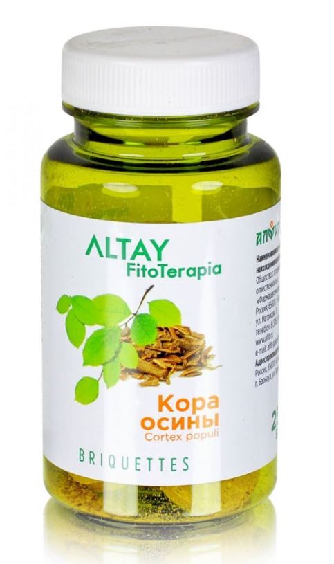 Кора осины в брикетах, осина. 50г/ 25 брикетов по 2г. Алфит Гален