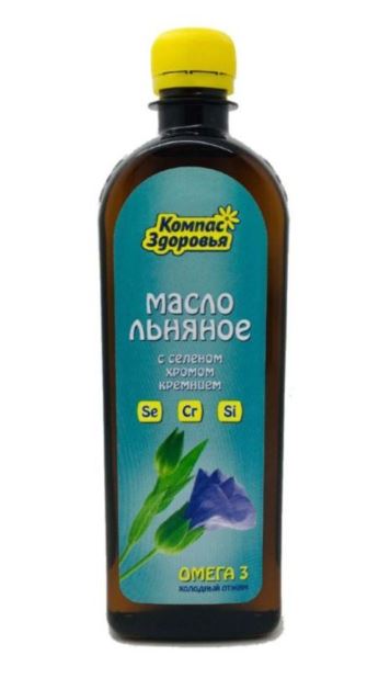 Масло льняное "Компас Здоровья" 500мл (с селеном, хромом, кремнием)