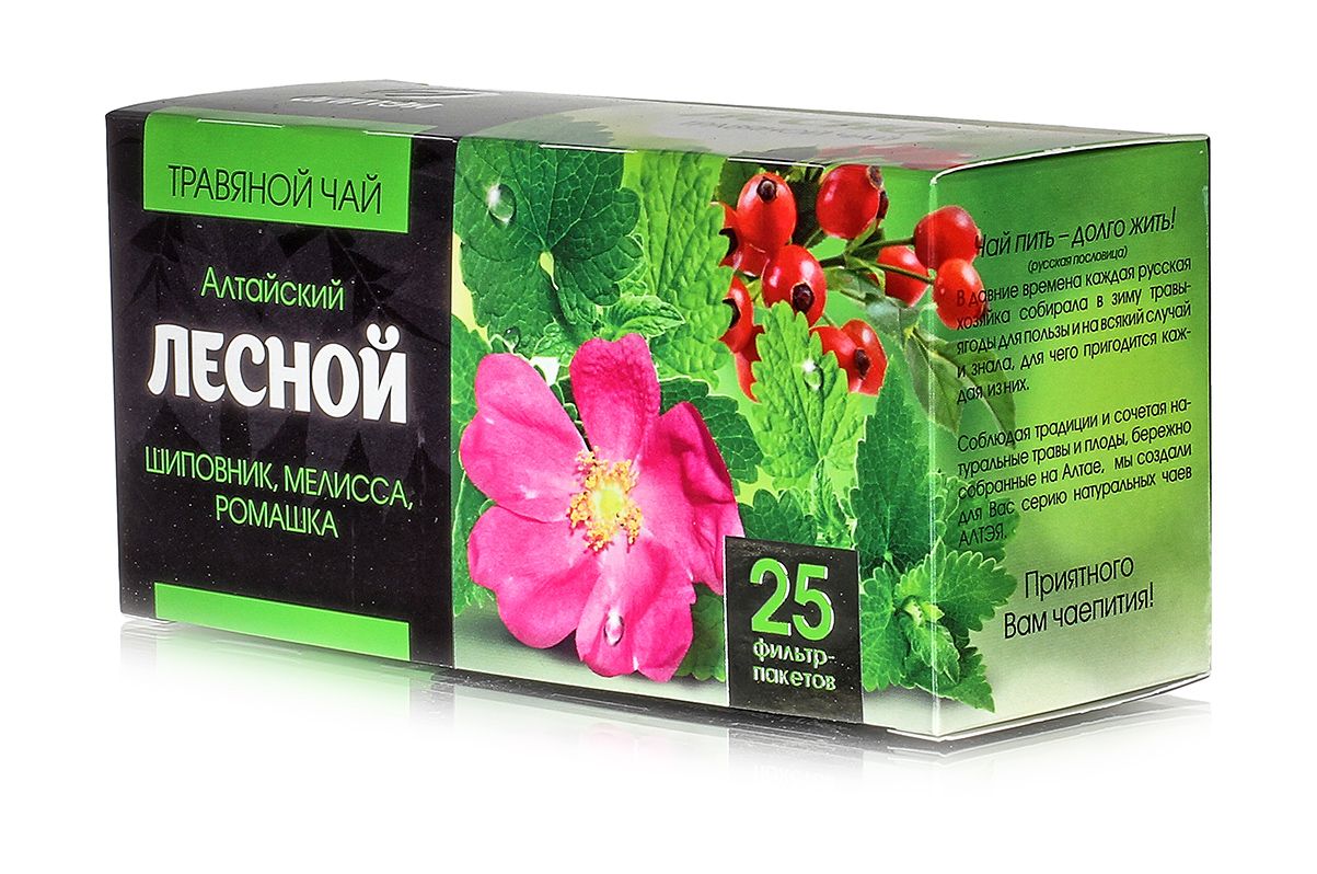 Травяной чай №1 "Лесной" (шиповник, мелисса, ромашка) 25 филтр-пакетов по 1.2гр.