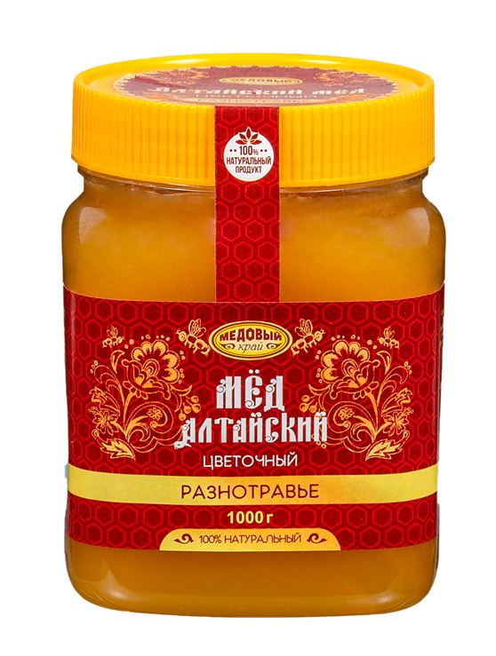 Мед Алтайский "Разнотравье", ПЭТ 1000гр  Медовый край