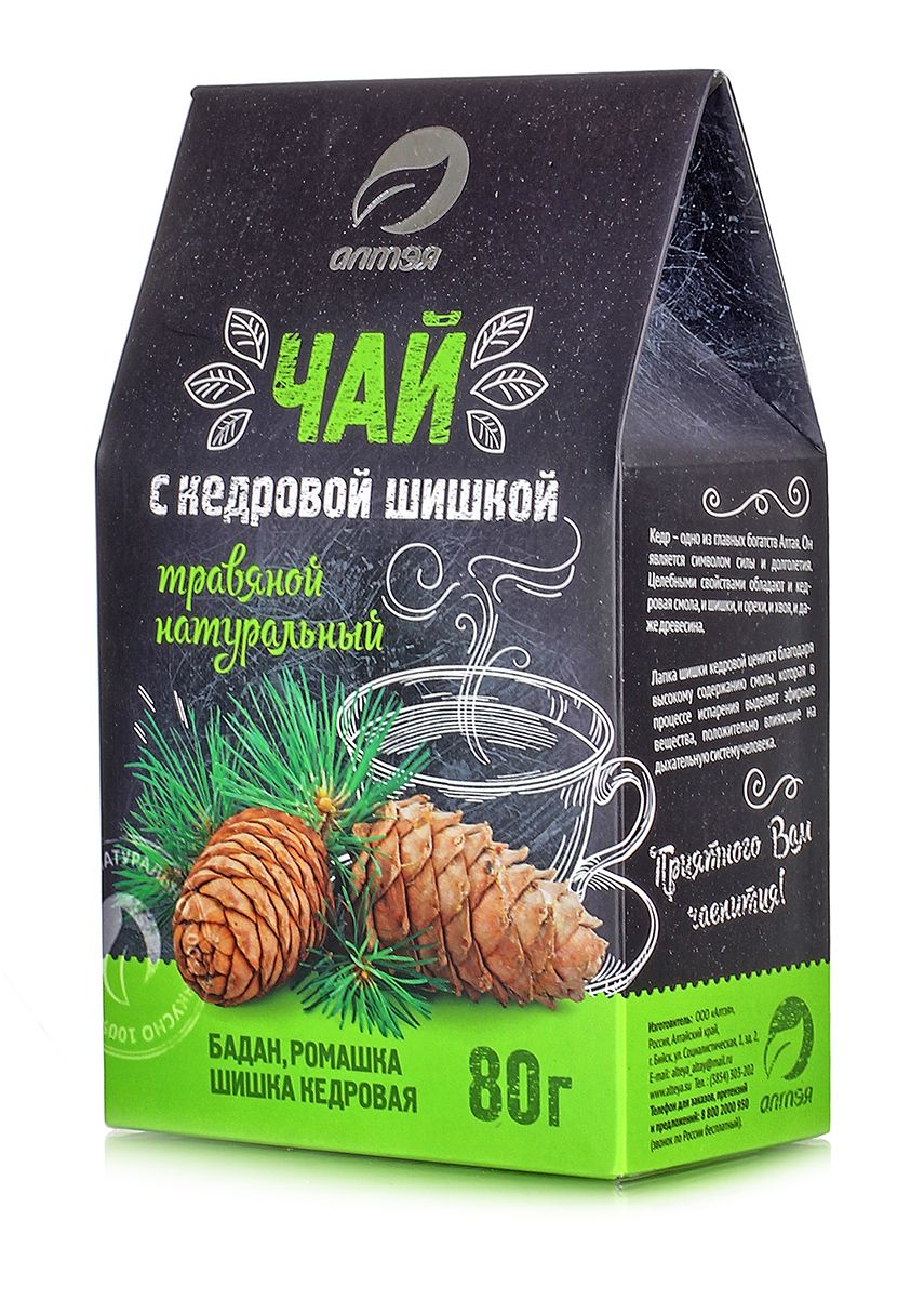 Чайный напиток "Травяной чай с кедровой шишкой", 80гр. Алтэя