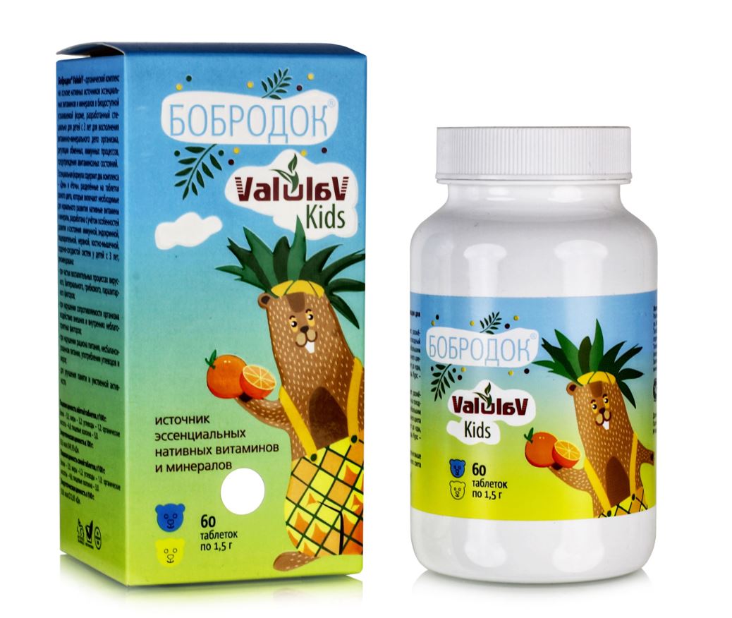 Бобродок ValulaV Kids витамины для детей с 3 лет 60 табл.