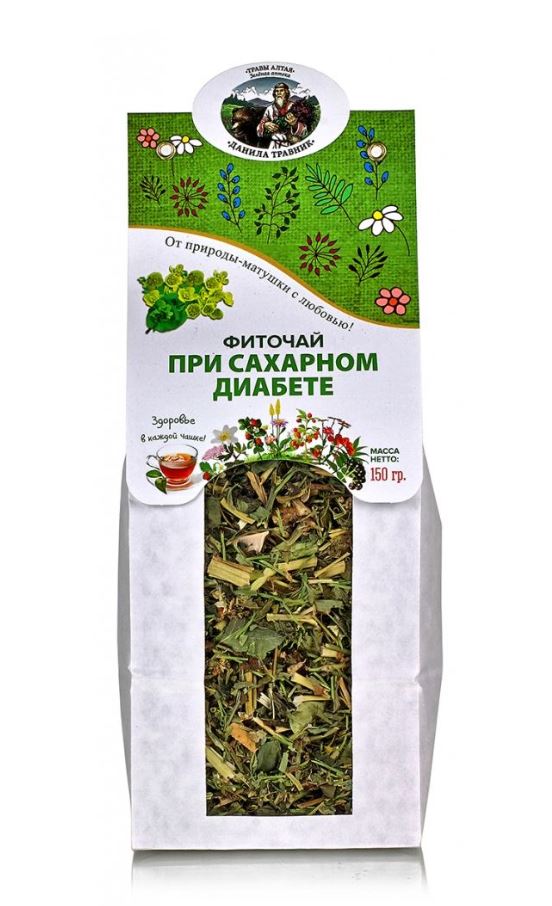 Сбор "При сахарном диабете" в бумажной упаковке 150 гр. Данила Травник