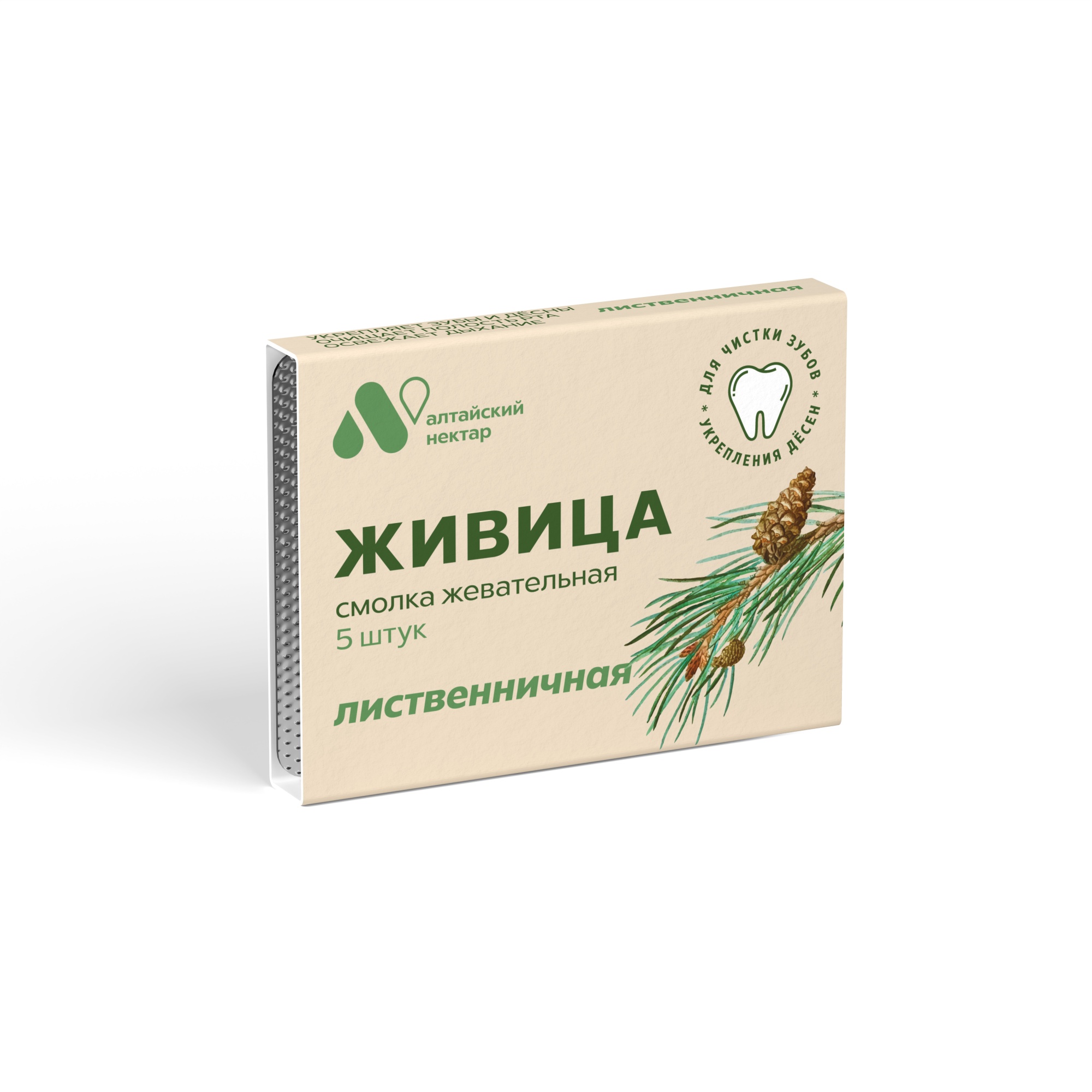 Смолка жевательная "Живица", лиственница 5шт по 0.8гр Алтайский Нектар